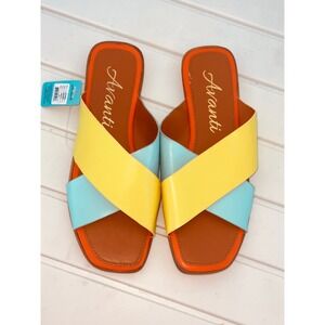 Avanti Jaqui-MT Sandals Womens 11 Multi Color New Vegan Criss Cross Slides